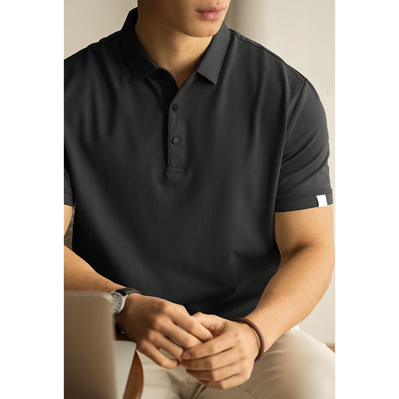 Long - staple Cotton Polo Shirt Short Sleeve Lapel T-shirt - Elevra