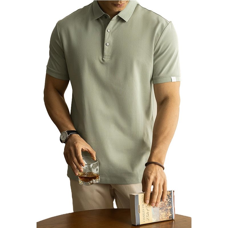 Long - staple Cotton Polo Shirt Short Sleeve Lapel T-shirt - Elevra