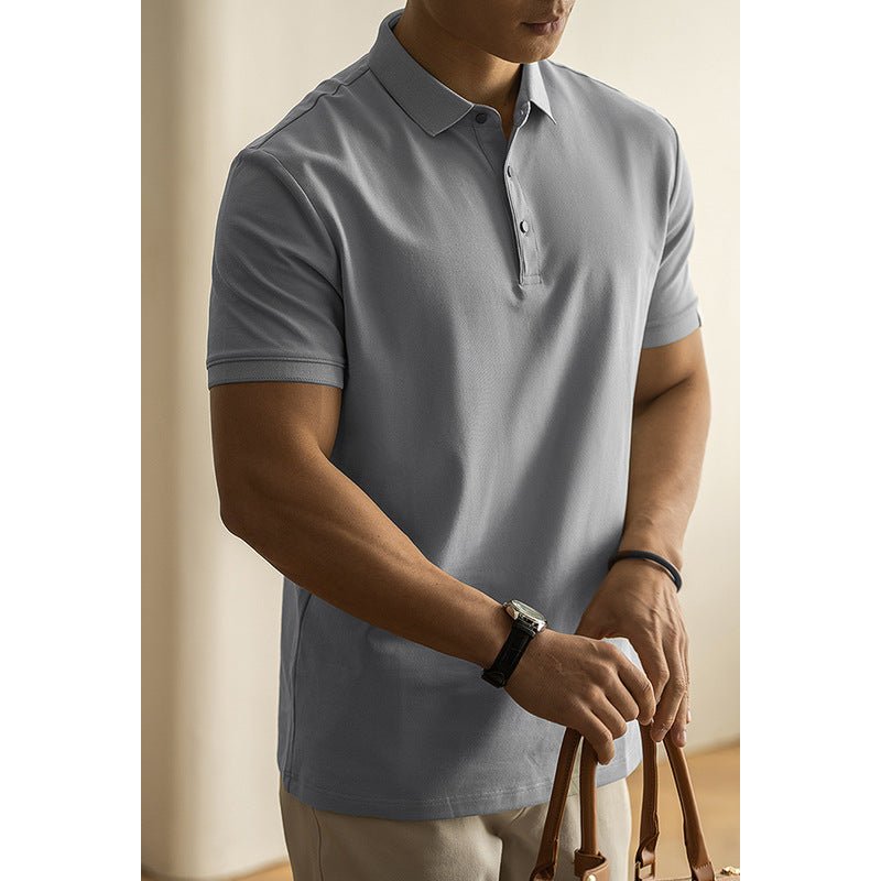Long - staple Cotton Polo Shirt Short Sleeve Lapel T-shirt - Elevra