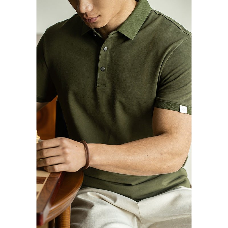 Long - staple Cotton Polo Shirt Short Sleeve Lapel T-shirt - Elevra