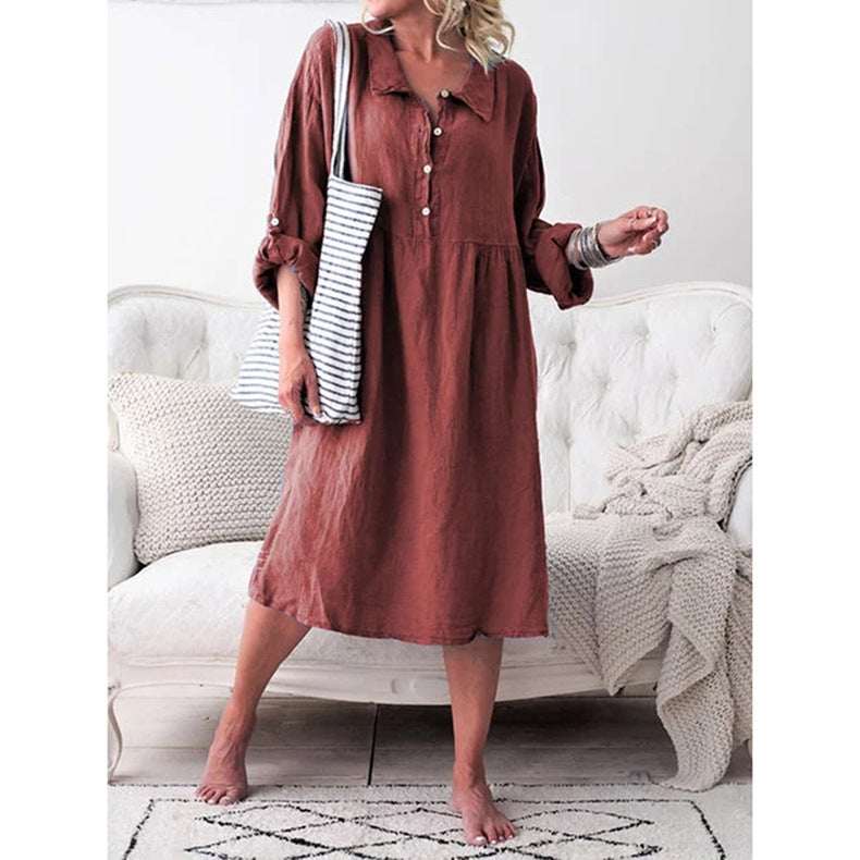 Loose button midi dress - Elevra