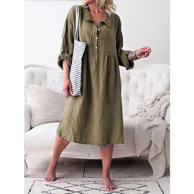 Loose button midi dress - Elevra