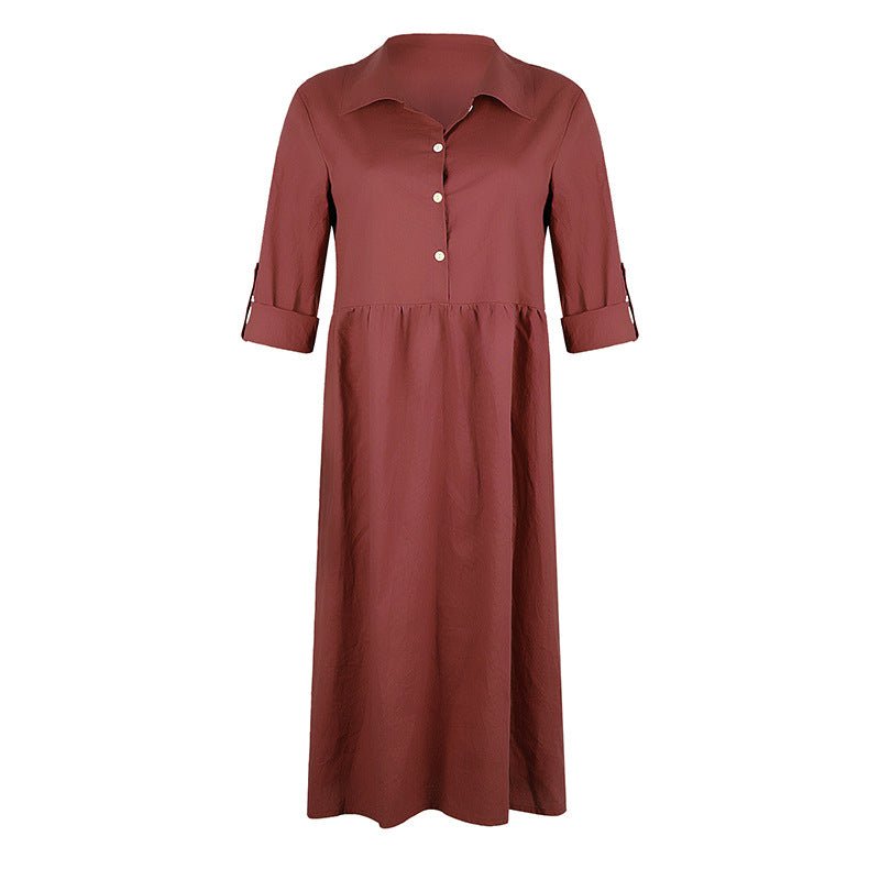 Loose button midi dress - Elevra