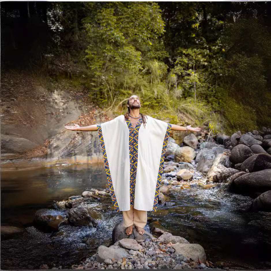 Maxi African Tribal Pattern Ethnic Style Handmade Robe Pocket Skirt - Elevra