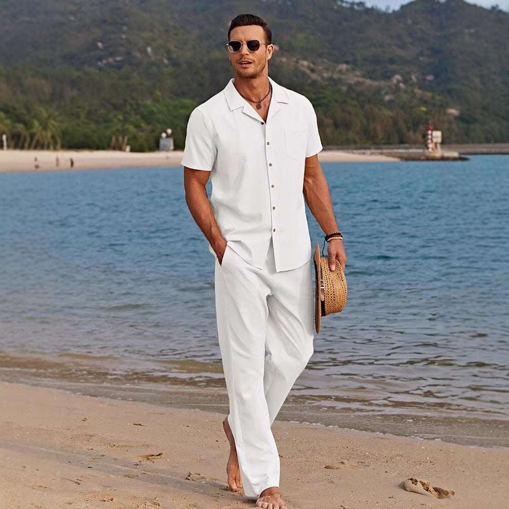 Mens Beach Shirt And Casual Loose - fit Pants Set - Elevra