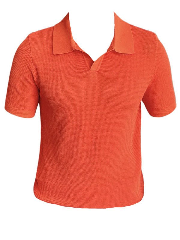 Men's Breathable Casual V - neck Lapel Polo Shirt - Elevra