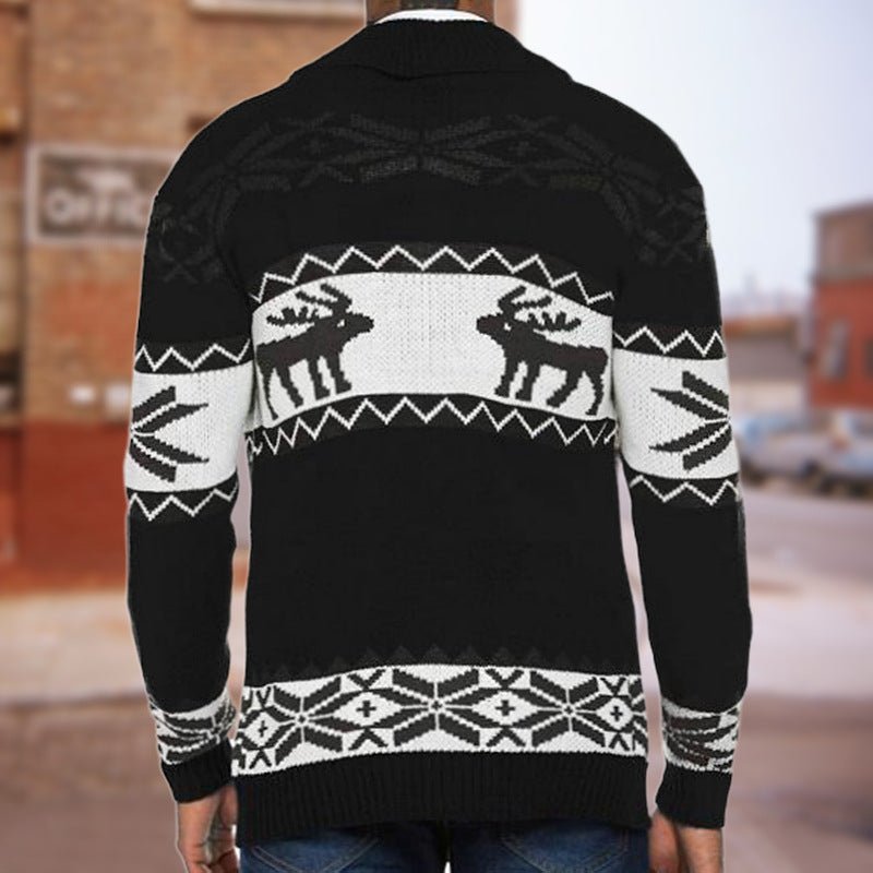 Men's Christmas Jacquard Sweater Button Cardigan Sweater Coat - Elevra