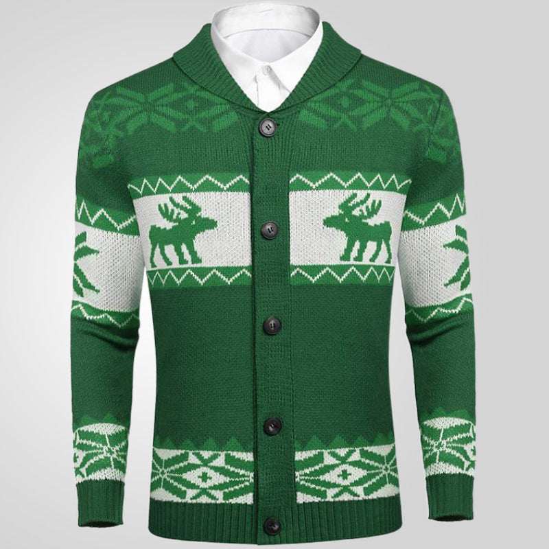 Men's Christmas Jacquard Sweater Button Cardigan Sweater Coat - Elevra