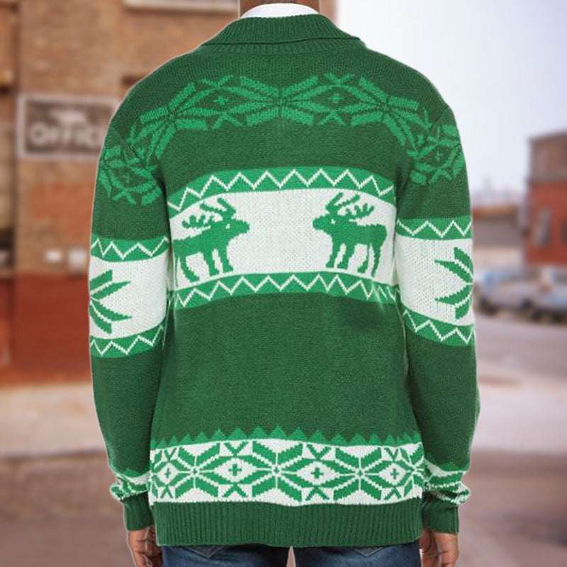 Men's Christmas Jacquard Sweater Button Cardigan Sweater Coat - Elevra