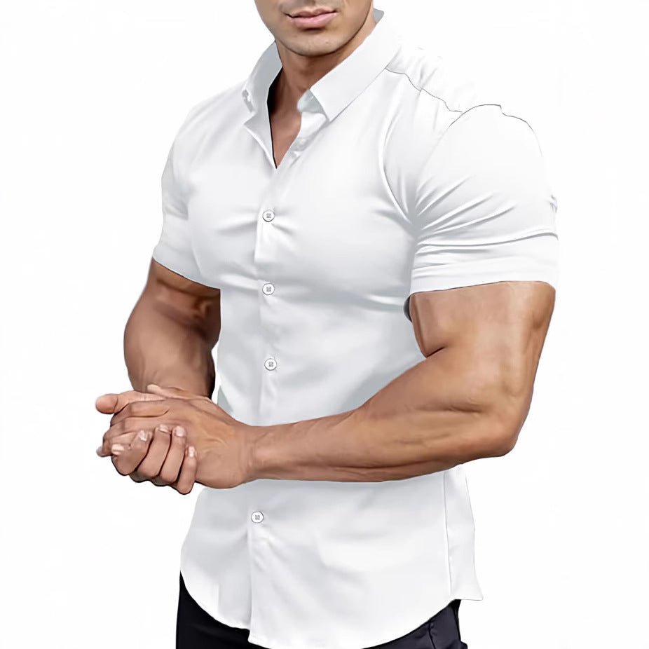 Men's Collar Casual Thin Short Sleeve Shirt - Elevra