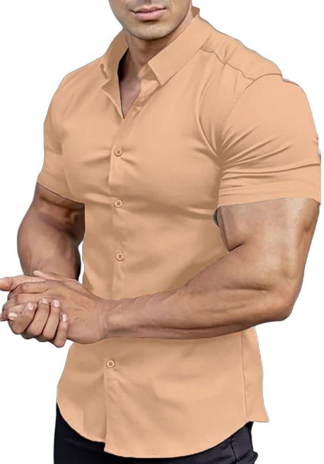 Men's Collar Casual Thin Short Sleeve Shirt - Elevra