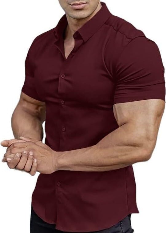Men's Collar Casual Thin Short Sleeve Shirt - Elevra