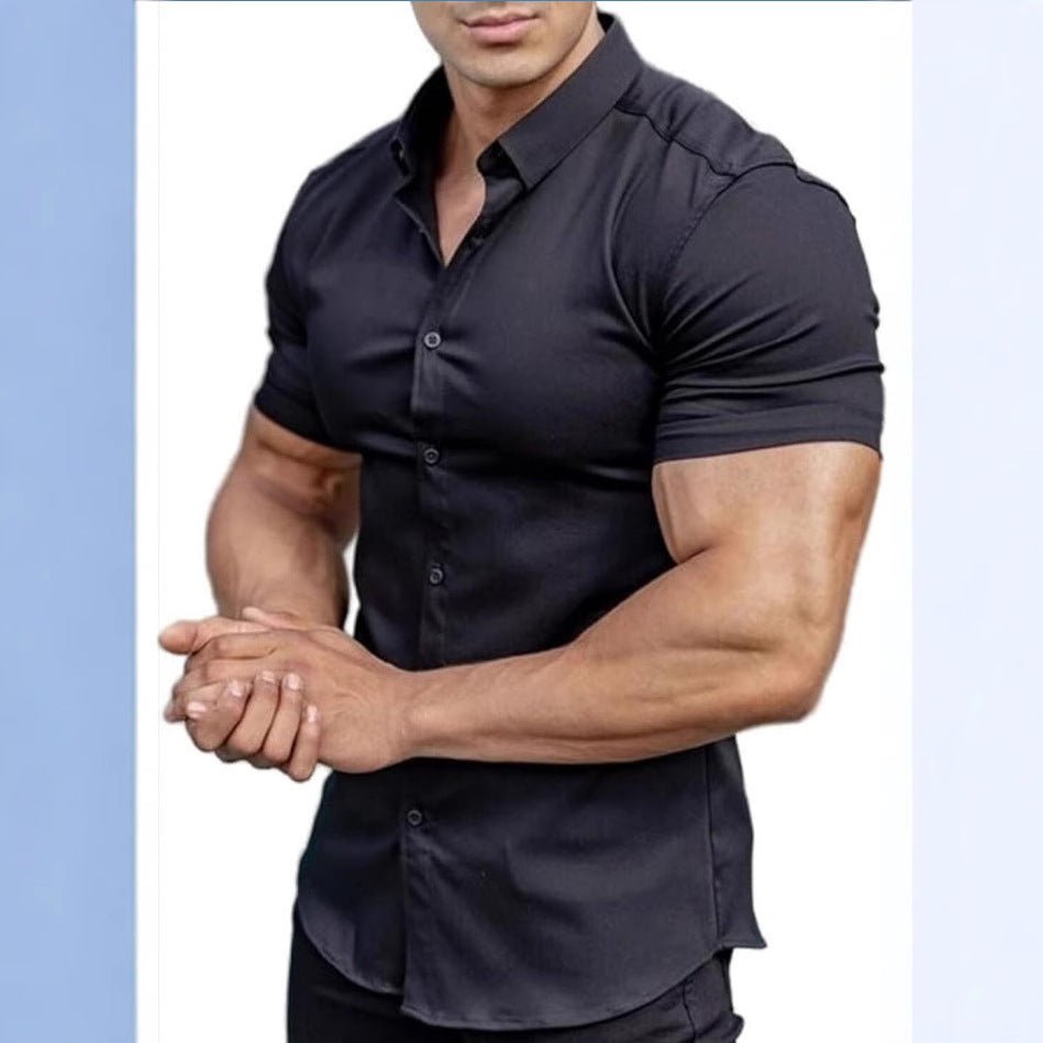 Men's Collar Casual Thin Short Sleeve Shirt - Elevra