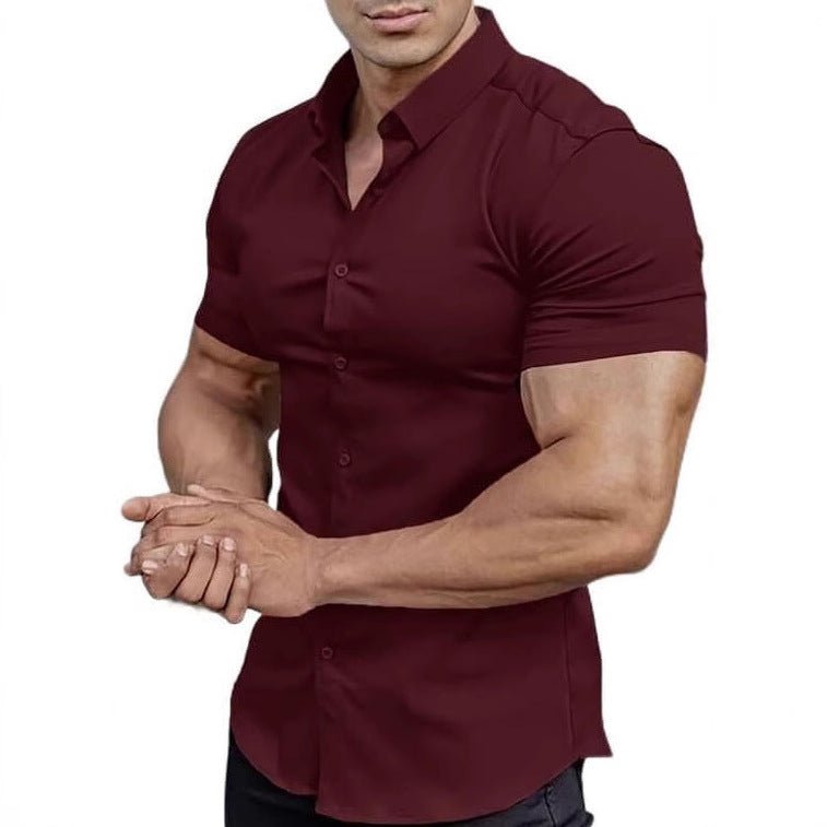 Men's Collar Casual Thin Short Sleeve Shirt - Elevra