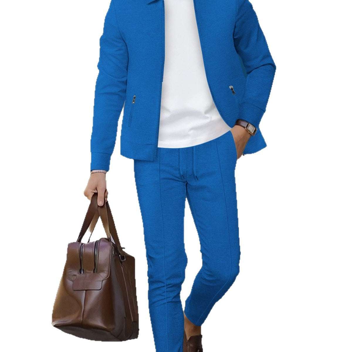 Mens Fashionable Casual Suit Waffle - Weave Set - Elevra