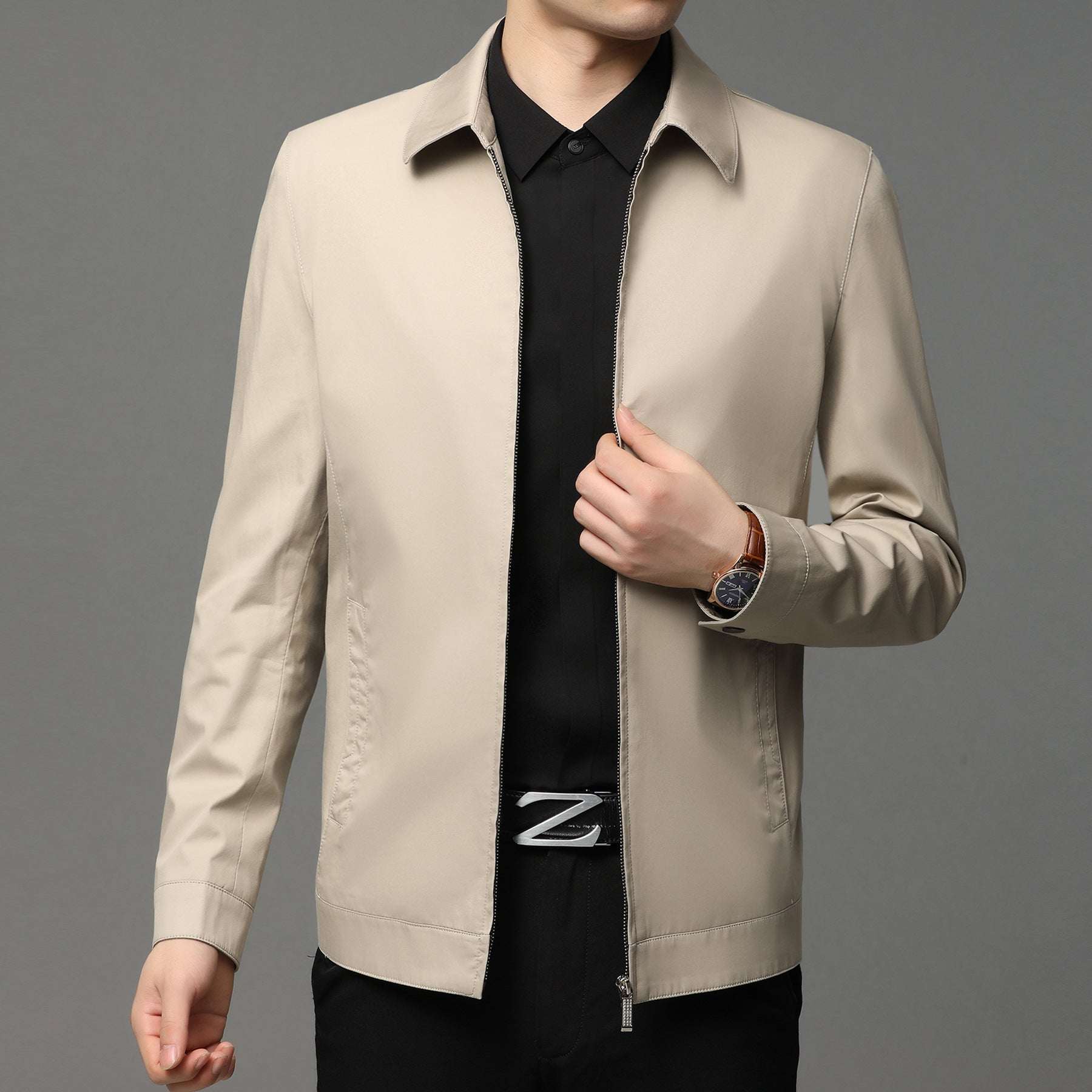 Mens Loose - fit Casual Zip - up Jacket For Spring And Autumn - Elevra