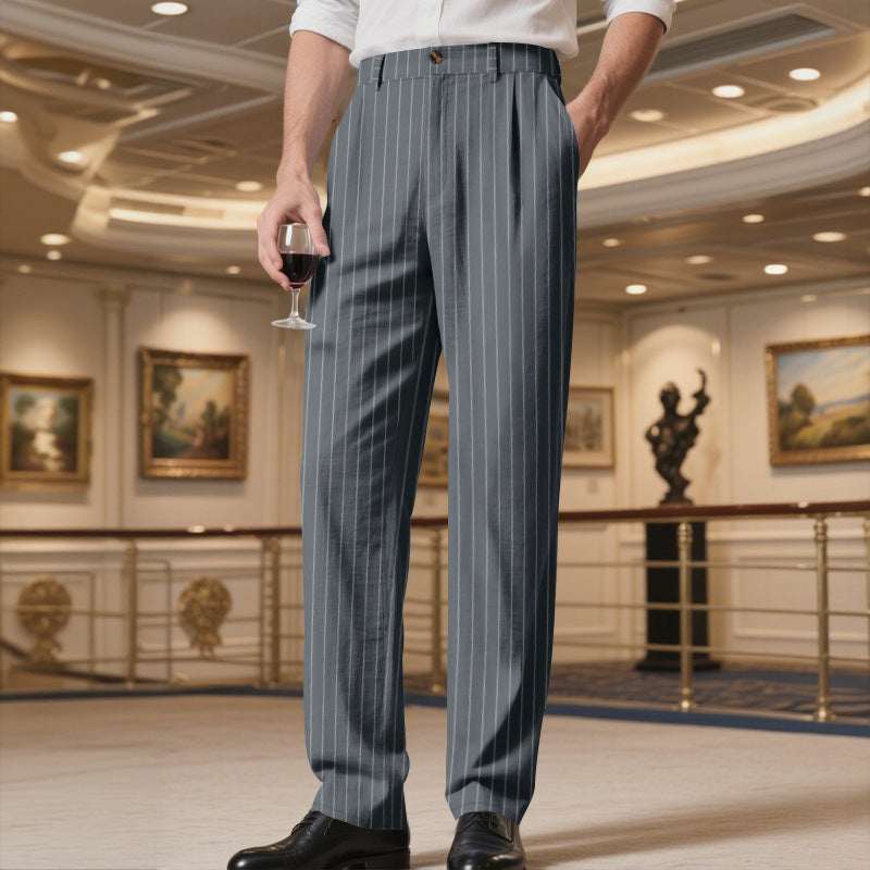 Mens Loose - fitting Breathable Striped Dress Pants - Elevra