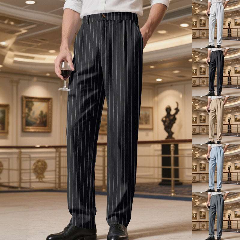Mens Loose - fitting Breathable Striped Dress Pants - Elevra