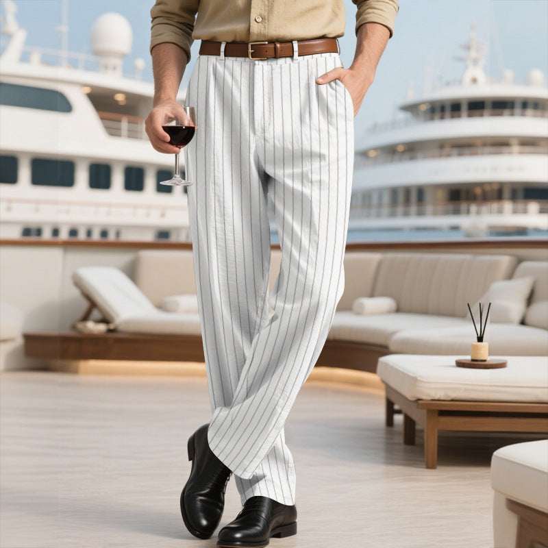 Mens Loose - fitting Breathable Striped Dress Pants - Elevra