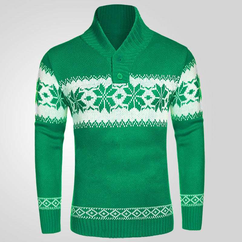 Men's New Pullover Sweater Autumn And Winter Long Sleeved Christmas Casual Fashion Jacquard Knitted Sweater Clothing For Men - Elevra