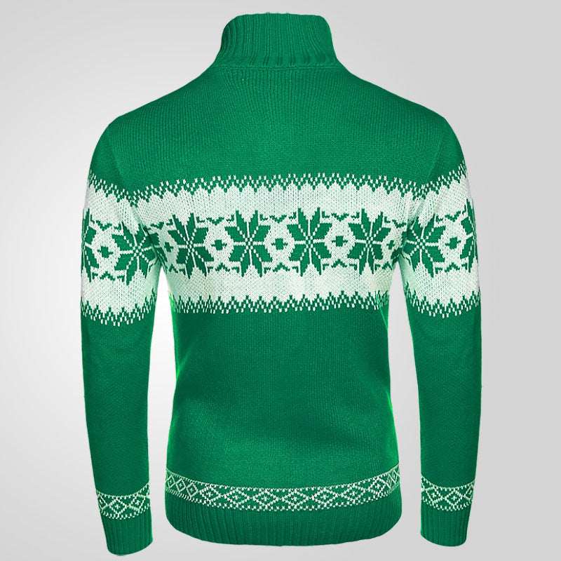 Men's New Pullover Sweater Autumn And Winter Long Sleeved Christmas Casual Fashion Jacquard Knitted Sweater Clothing For Men - Elevra