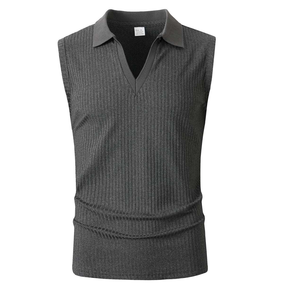 Mens Polo - collar Vertical - striped Sleeveless Vest - Elevra