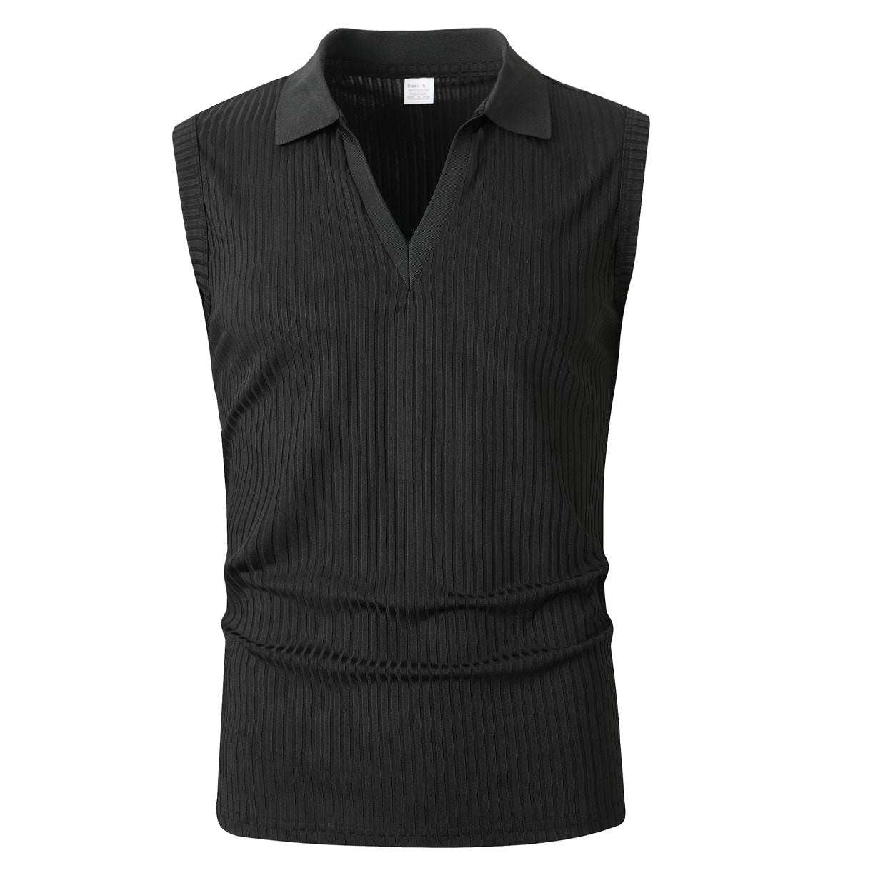 Mens Polo - collar Vertical - striped Sleeveless Vest - Elevra