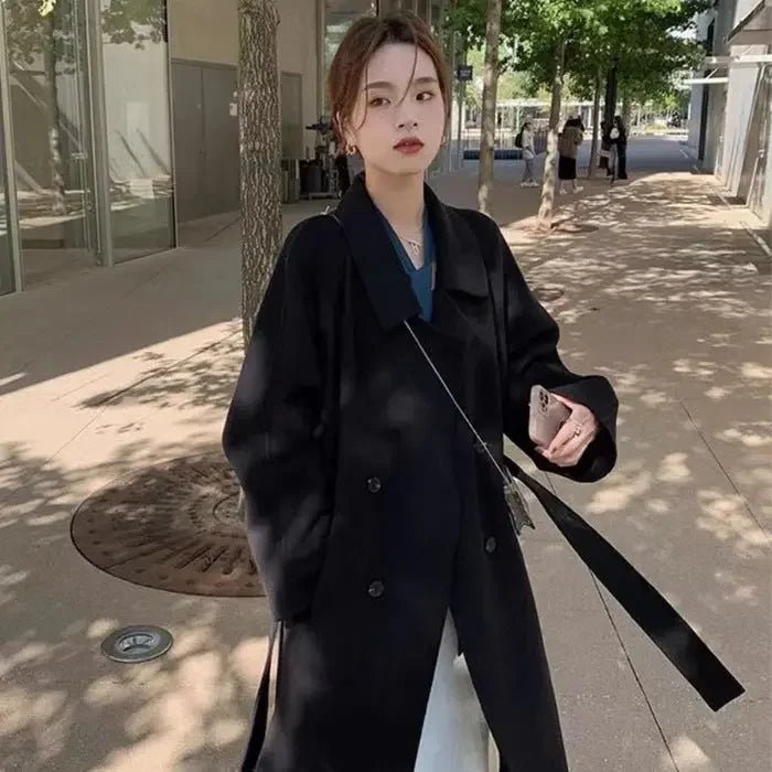 New Fashionable Fashion Over The Knee Woolen Coat - Elevra