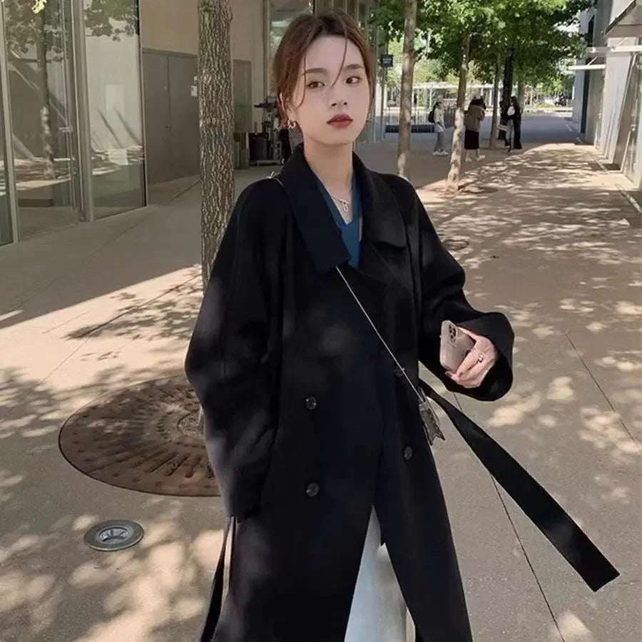 New Fashionable Fashion Over The Knee Woolen Coat - Elevra