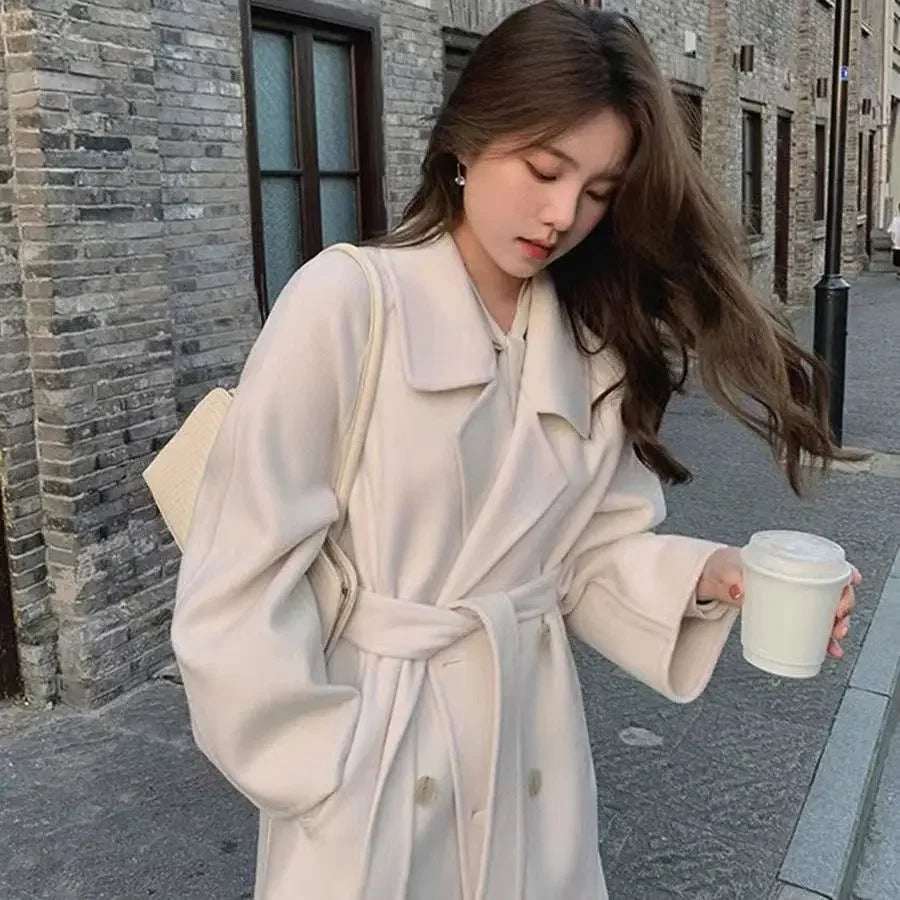 New Fashionable Fashion Over The Knee Woolen Coat - Elevra