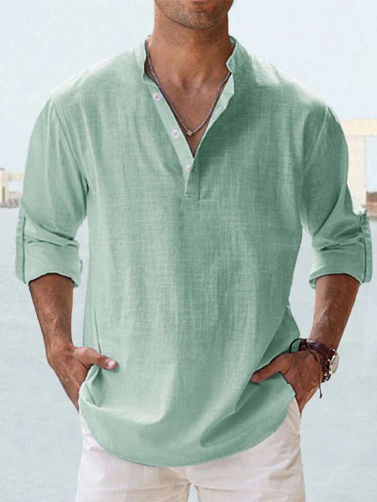 New Men's Casual Blouse Cotton Linen Shirt Loose Tops Long Sleeve Tee Shirt Spring Autumn Casual Handsome Men's Shirts - Elevra