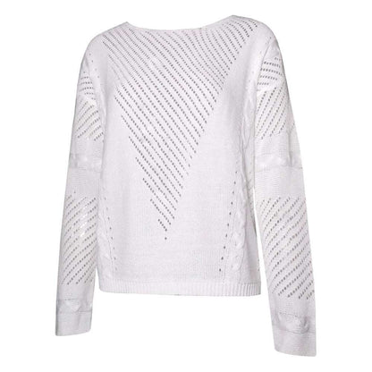 Openwork twist long sleeve sweater - Elevra