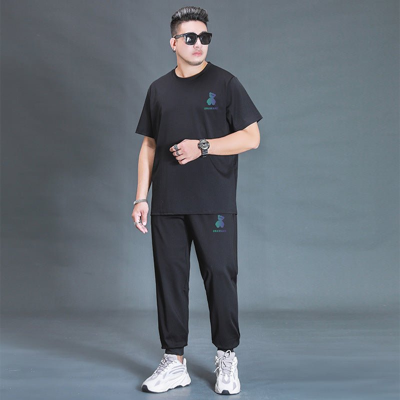Oversized T-shirt And Trousers Two - piece Fat Casual Sports Suit - Elevra