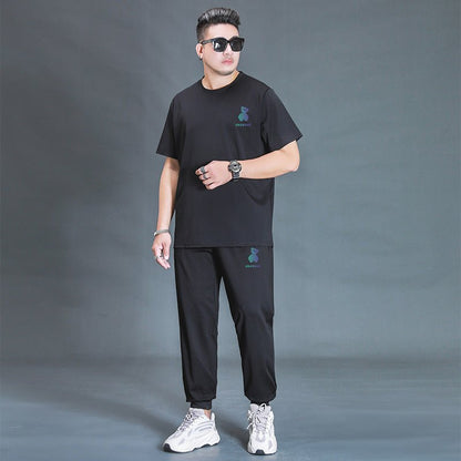 Oversized T-shirt And Trousers Two - piece Fat Casual Sports Suit - Elevra