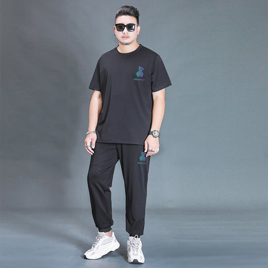 Oversized T-shirt And Trousers Two - piece Fat Casual Sports Suit - Elevra
