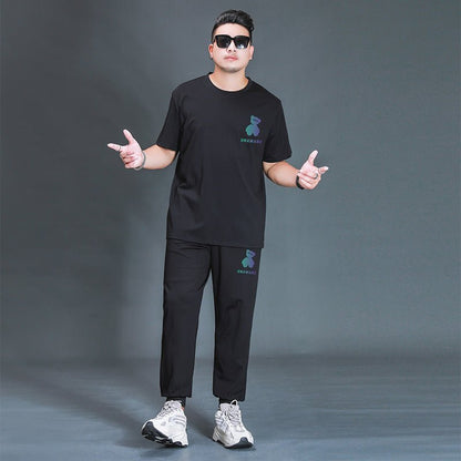 Oversized T-shirt And Trousers Two - piece Fat Casual Sports Suit - Elevra