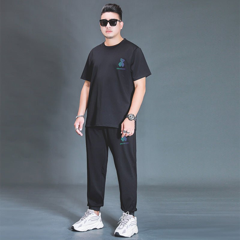 Oversized T-shirt And Trousers Two - piece Fat Casual Sports Suit - Elevra