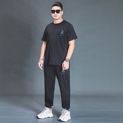 Oversized T-shirt And Trousers Two - piece Fat Casual Sports Suit - Elevra