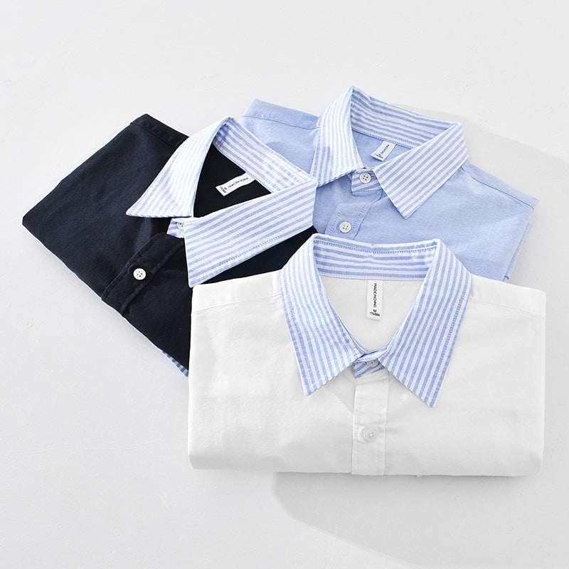 Oxford Check Shirt - Casual Cotton Blend Men's Button Down Long Sleeve Top - Elevra