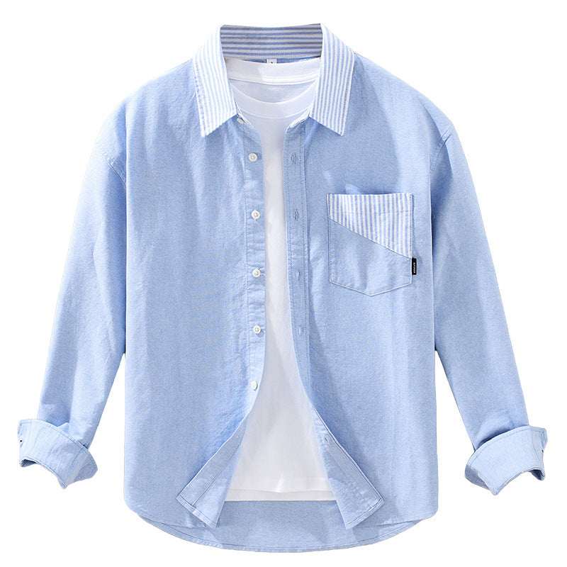 Oxford Check Shirt - Casual Cotton Blend Men's Button Down Long Sleeve Top - Elevra