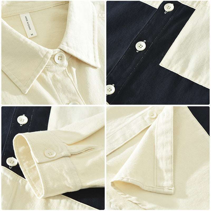 Patchwork Color - block Loose - fit Workwear Casual Shirt - Elevra