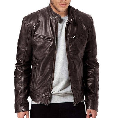 PU Leather Jacket Slim Leather Jacket - Elevra