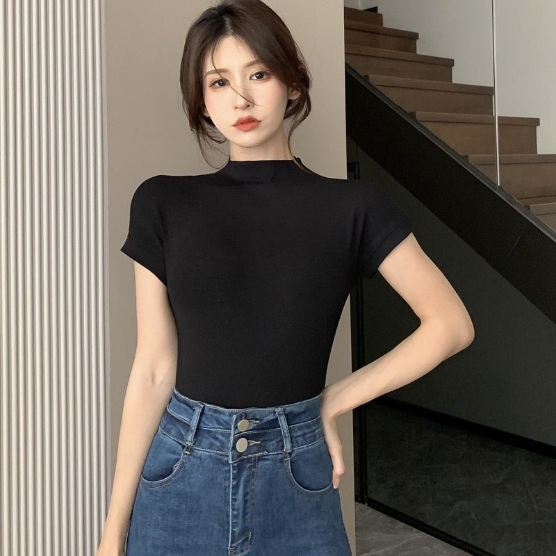 Pure Desire Style Half Turtleneck T-shirt For Women - Elevra