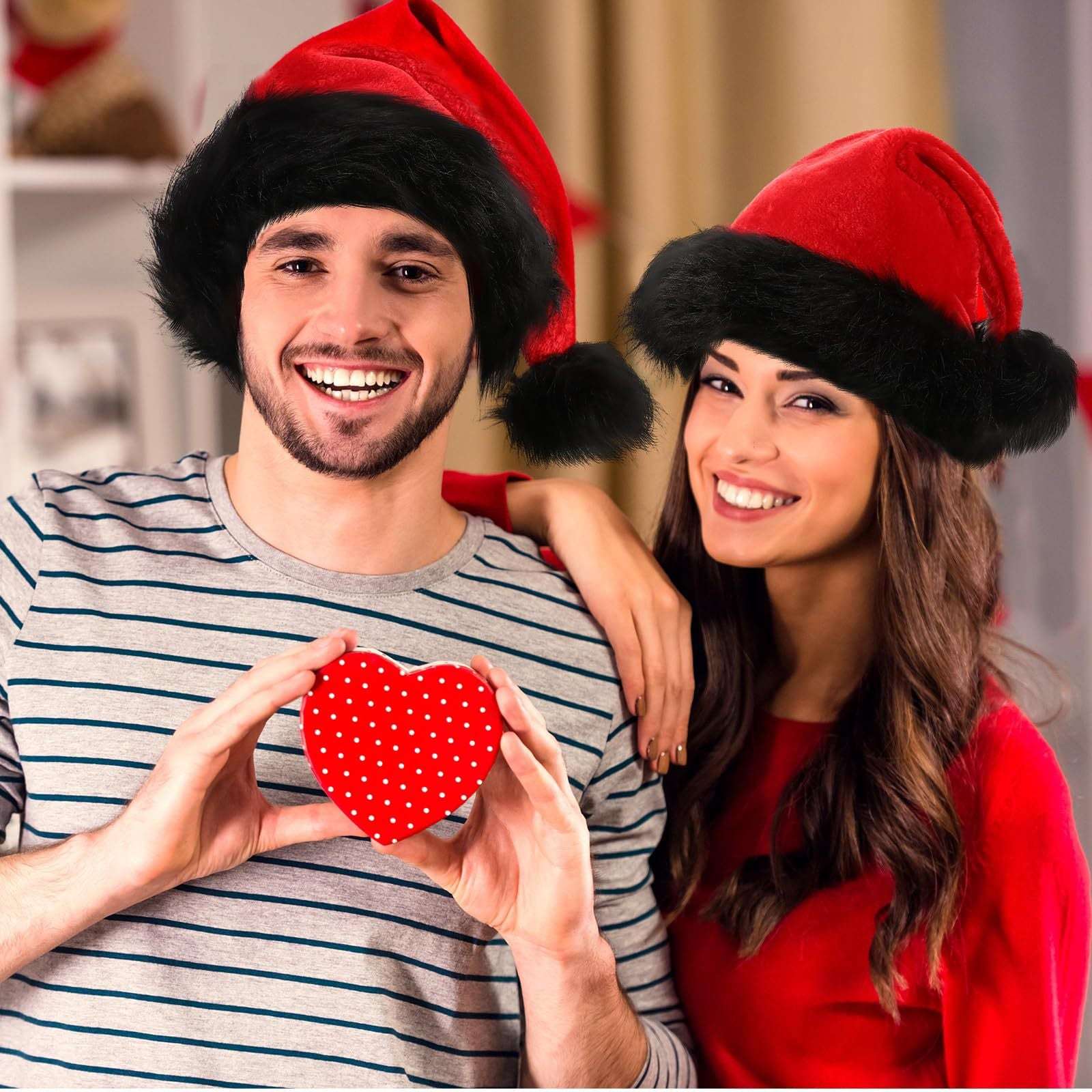 Red Christmas Hat Plush Festival Dress Up Props Ornament - Elevra