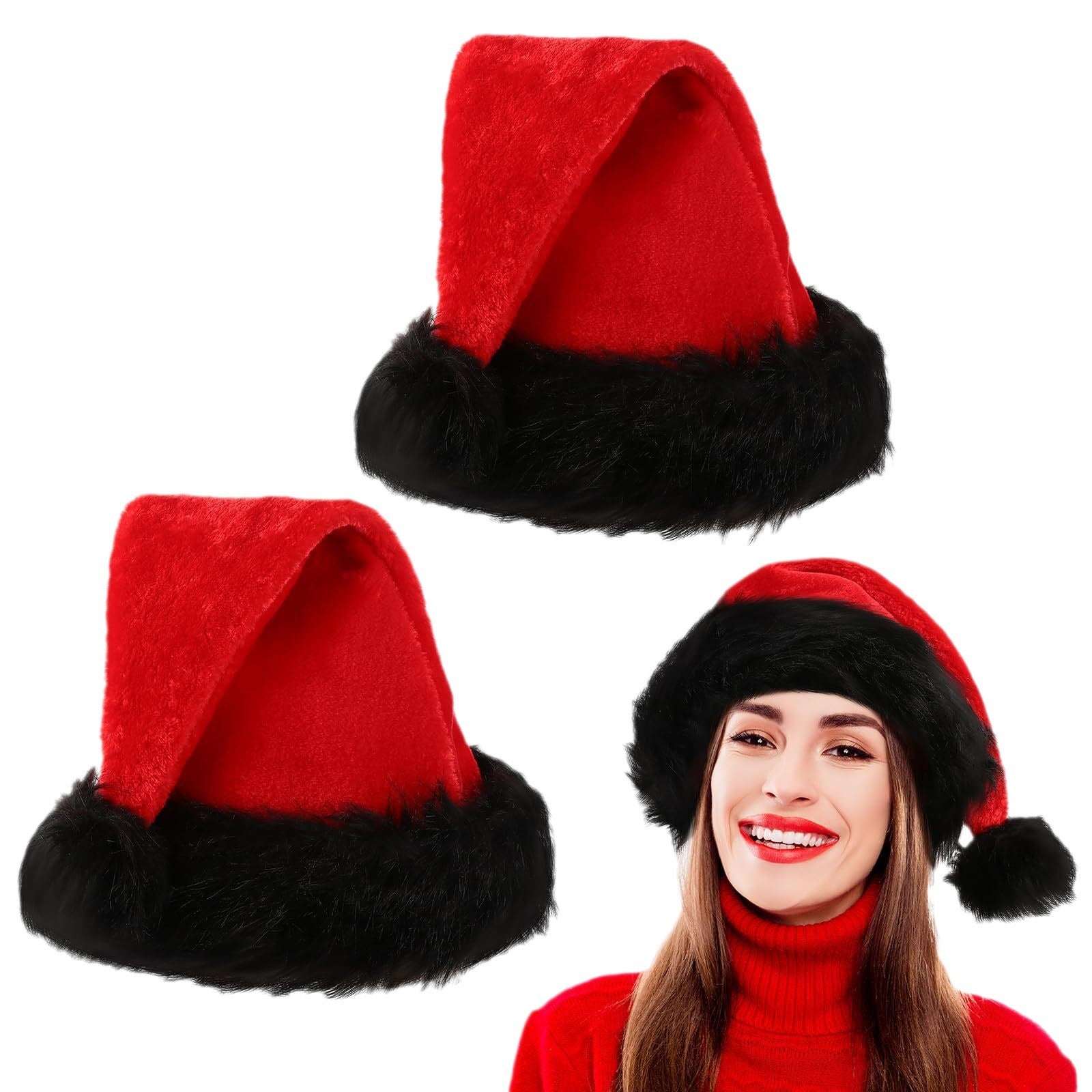 Red Christmas Hat Plush Festival Dress Up Props Ornament - Elevra