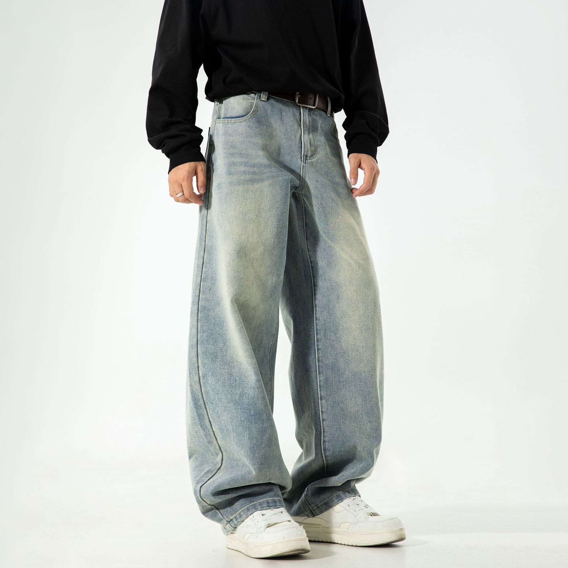 Retro - fit High - street Washed - and - distressed Jeans - Elevra