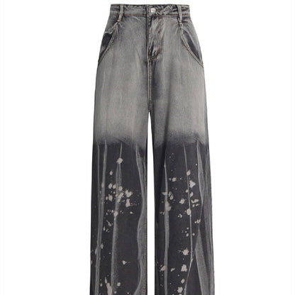 Retro Tie - dyeing Gradient Washed - out Jeans Woman - Elevra