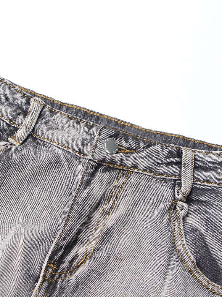 Retro Tie - dyeing Gradient Washed - out Jeans Woman - Elevra