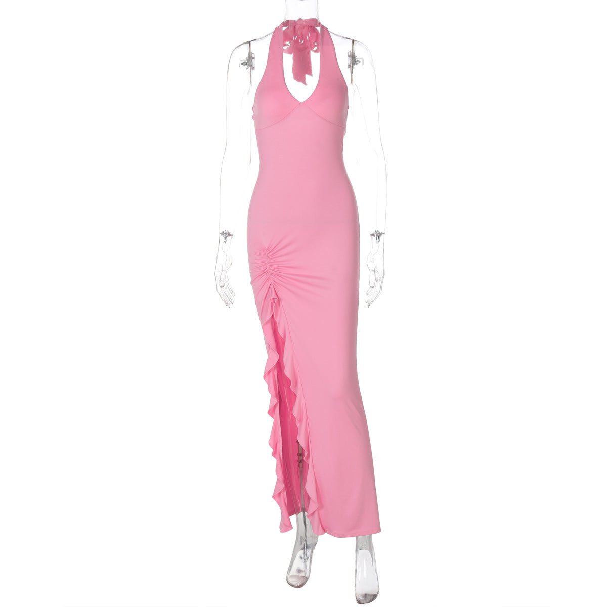 Summer New V - neck Halter Split Sexy Backless Dress - Elevra