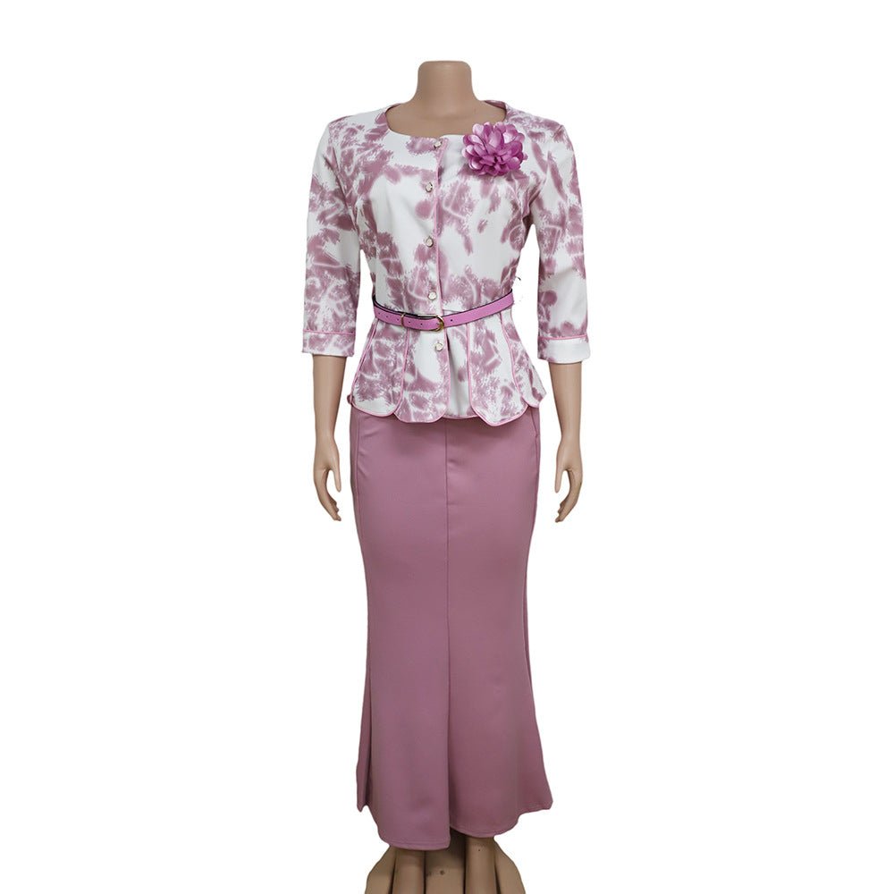 Two Piece Set for Women Dashiki Long Maxi Dress Skirt Sets - Elevra